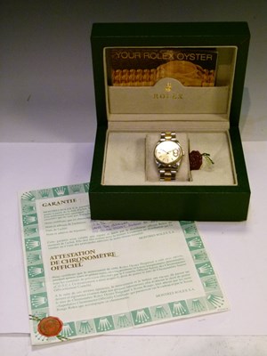 Lot 95 - Rolex - Gentleman's Oyster Perpetual Date bi-colour stainless steel wristwatch