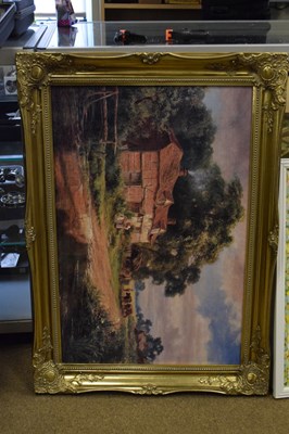 Lot 741 - R.Gallon RA  - Oilograph - 'Cottage by a river'