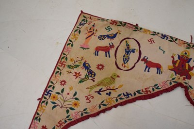 Lot 290 - Indian embroidered overdoor wall hanging