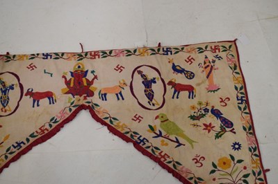 Lot 290 - Indian embroidered overdoor wall hanging