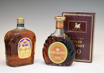 Lot 579 - Bottle of Crown Royal Delux Canadian Whisky together with a bottle of Jules Gaatret X.O. Cognac