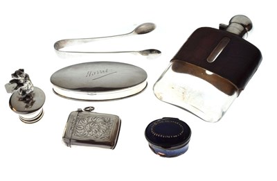 Lot 189 - Quantity of silver and plated items to include silver-topped George V hipflask