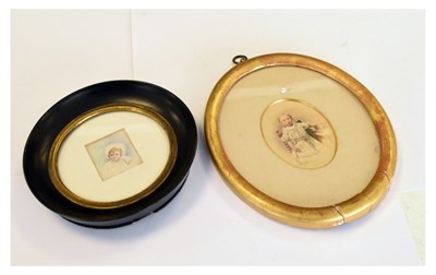 Lot 304 - Two miniatures of children