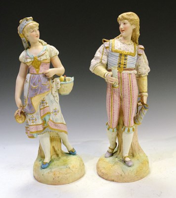 Lot 397 - Pair French bisque porcelain figures