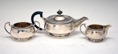 Lot 176 - George V silver three-piece batchelor tea set