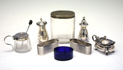 Lot 192 - Quantity of silver items to include pair of George V engine-turned napkin rings, etc