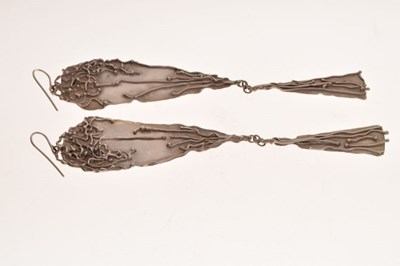 Lot 68 - Jane Watling - Pair of silver drop earrings