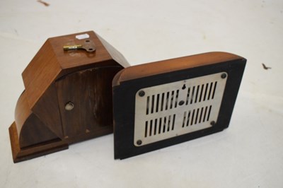Lot 448 - Two Art Deco mantel clocks and barometer, and chrome alarm clock