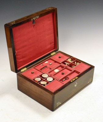 Lot 199 - Rosewood Mother-of-pearl inlaid sewing box