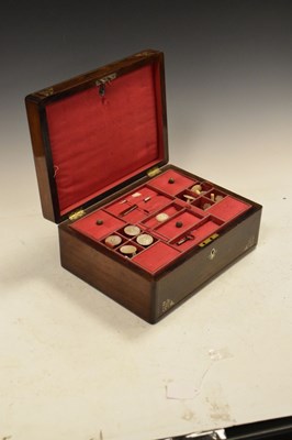 Lot 199 - Rosewood Mother-of-pearl inlaid sewing box