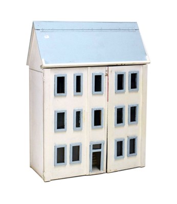 Lot 438 - Large wooden dolls house 66cm x 28cm x 86cm high, with accessories