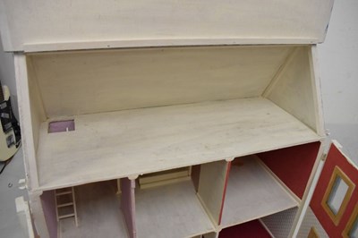 Lot 438 - Large wooden dolls house 66cm x 28cm x 86cm high, with accessories