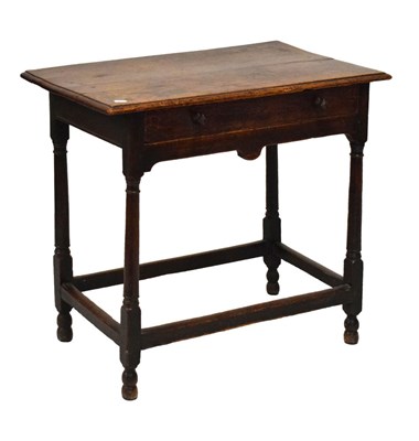 Lot 596 - Oak side table fitted one long drawer