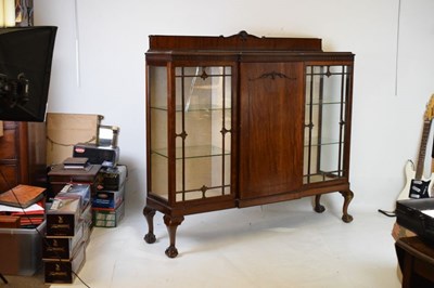 Lot 403 - Early 20th Century mahogany breakfront display cabinet