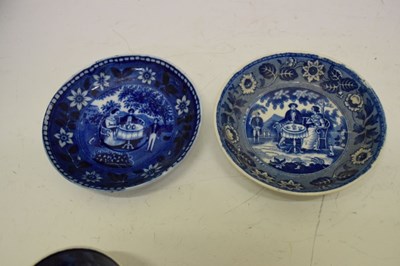 Lot 653 - Pair of early 19th Century blue and white transfer printed tea bowls and saucers