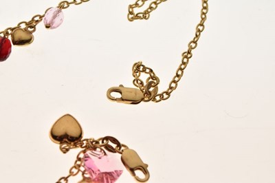 Lot 65 - 9ct gold multi paste bead set necklace and bracelet set