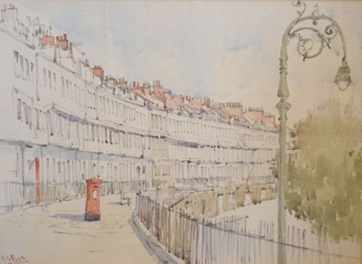 Lot 597 - A.V. Pace - Watercolour - 'Royal York Crescent', Clifton