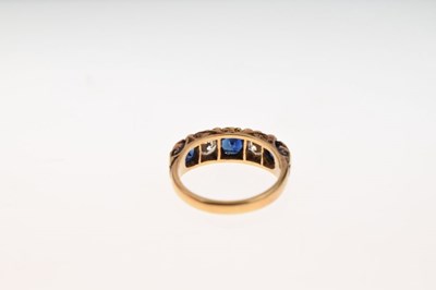 Lot 18 - Yellow metal, sapphire and diamond five stone ring