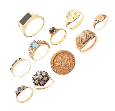 Lot 49 - Ten assorted 9ct gold and yellow metal rings