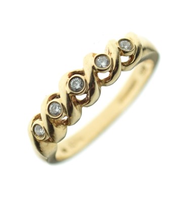 Lot 13 - 9ct gold five-stone diamond ring