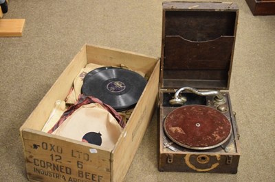 Lot 655 - Portable gramophone and a quantity of records