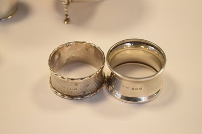 Lot 173 - Quantity of silver items to include, George VI silver cream jug and jug, napkin rings, etc