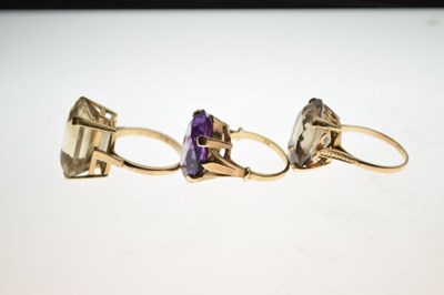 Lot 41 - Three 9ct gold gem set dress rings