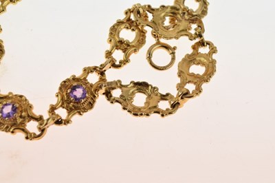 Lot 51 - 9ct gold Victorian style amethyst pendant, necklace and bracelet