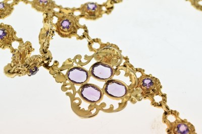 Lot 51 - 9ct gold Victorian style amethyst pendant, necklace and bracelet