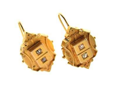 Lot 91 - Pair of Victorian diamond set earrings