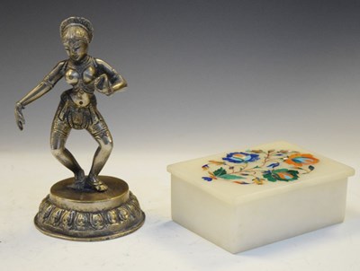 Lot 273 - Indian 'Deccan' silvered-bronze figure, together with a Agra box