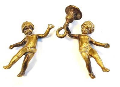 Lot 305 - Pair of cast figural lights of children