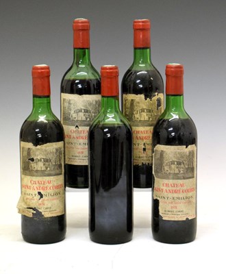 Lot 455 - Five bottles Chateau Saint-Andre Corbin, Saint-Georges-Saint-Emilion, France, 1978