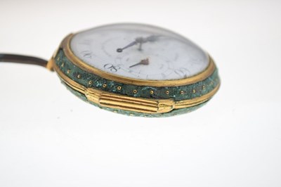 Lot 71 - Rare George III brass and shagreen-cased pedometer