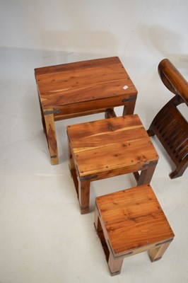 Lot 595 - Nest of tables,  together with a scroll end window seat/ stool