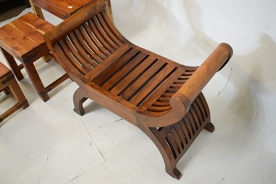 Lot 595 - Nest of tables,  together with a scroll end window seat/ stool
