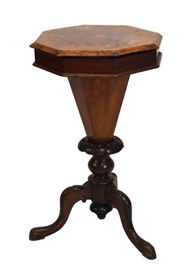 Lot 479 - Victorian walnut inlaid octagonal work table