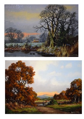 Lot 481 - Vincent Selby - Oil on panel, Autumn landscape and Winter landscape