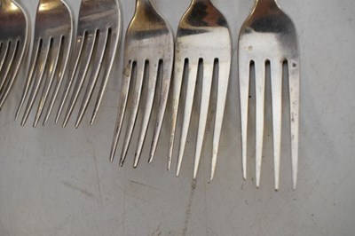 Lot 110 - Set of eleven Victorian Old English pattern silver dessert forks, York 1841