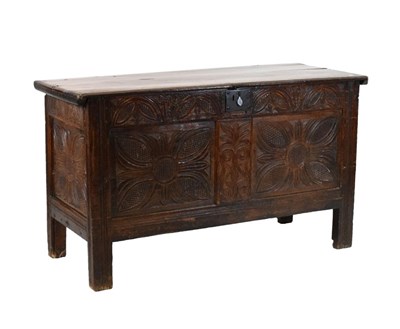 Lot 461 - Late 17th Century carved oak two-panel coffer