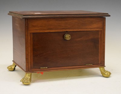 Lot 588 - Mahogany stationery box of 'tea caddy' form