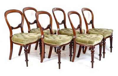 Lot 486 - Set of six Victorian balloon-backed chairs