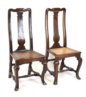 Lot 666 - Pair 17th Century splat back chairs with cane seats