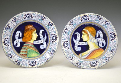 Lot 374 - Pair of Renaissance style faience chargers