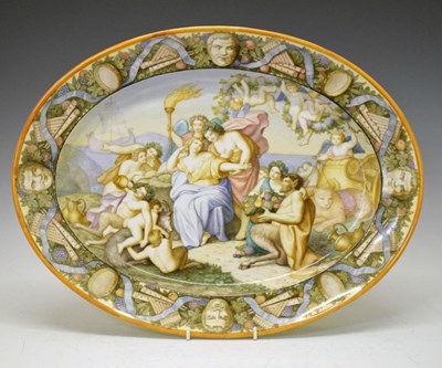 Lot 293 - KPM, Berlin - maiolica-style 'Istoriato' oval dish