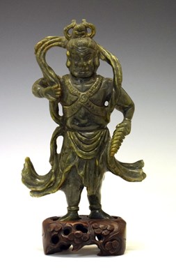 Lot 294 - Chinese carved nephrite (spinach) jade figure of an Immortal