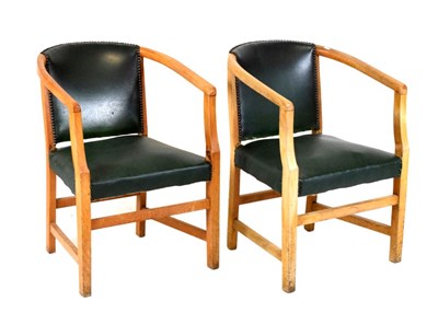 Lot 534 - Pair mid 20th Century oak armchairs