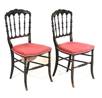 Lot 463 - Pair of ebonised salon or Chiavari chairs