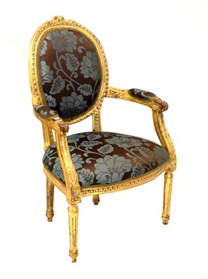 Lot 690 - French style giltwood open armchair