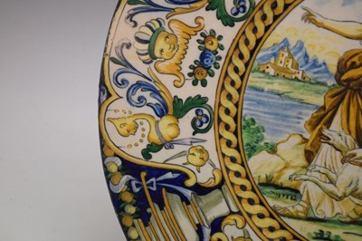 Lot 299 - Large Italian maiolica charger, Diana and attendants